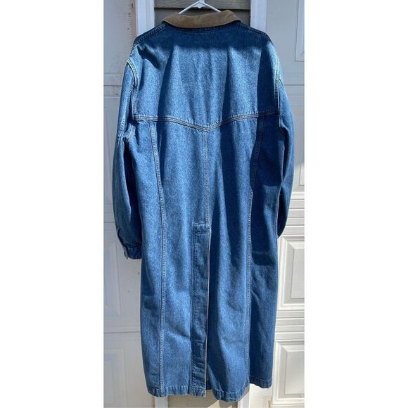 Vtg Levi’s Mens Levis XL Blue Denim Jean Long Duster Horseman Chore Coat Corduro - Picture 14 of 16